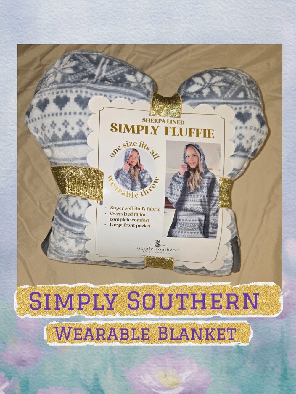 Simply Southern Sherpa-Lined Wearable Throw - Gray & White